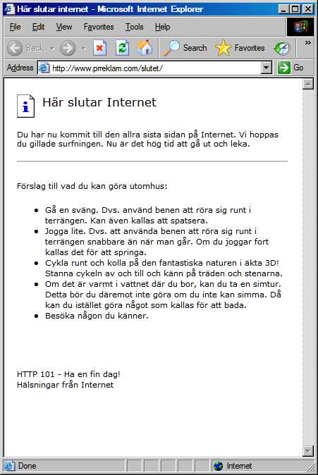 Internets sista sida